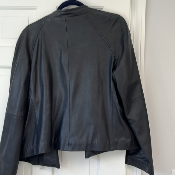 ANN TAYLOR Womens leather moto jacket size XL in deep navy - Picture 6 of 6
